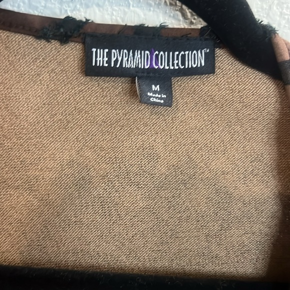 The Pyramid Collection Open Front abstract floral boho stitched Cardigan WM Med - Picture 3 of 10